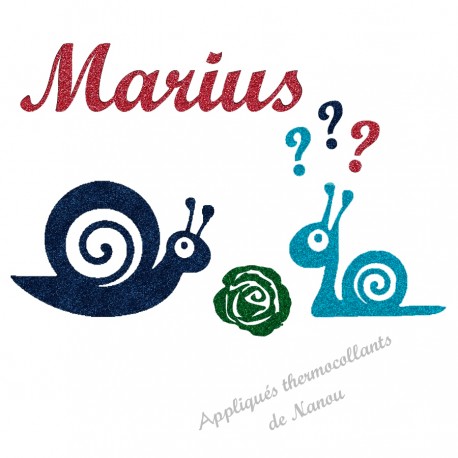 Appliqué thermocollant escargot bleu garçon