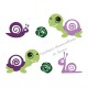 Appliqué thermocollant escargot et tortue mauve