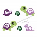 Appliqué thermocollant escargot et tortue mauve en flex brillant