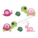 Appliqué thermocollant escargot et tortue rose en flex pailleté