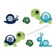 Appliqué thermocollant escargot et tortue bleu