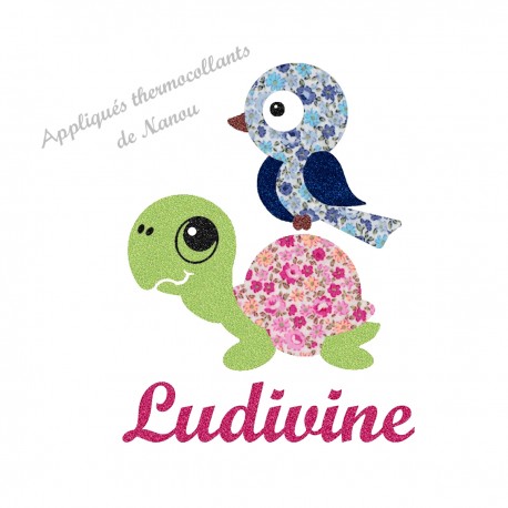 Appliqué thermocollant escargot et tortue liberty fille