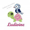 Appliqué thermocollant oiseau et tortue liberty fille et flex pailleté