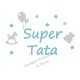 Appliqué thermocollant personnalisé super tata fille en flex pailleté