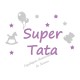 Appliqué thermocollant personnalisé super tata fille en flex pailleté