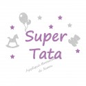 Appliqué thermocollant personnalisé super tata fille en flex pailleté