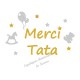 Appliqué thermocollant personnalisé tata merci en flex pailleté
