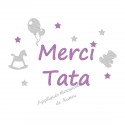 Appliqué thermocollant personnalisé tata merci en flex pailleté