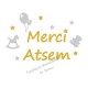 Appliqué thermocollant personnalisé atsem merci en flex pailleté