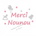 Appliqué thermocollant personnalisé nounou merci en flex pailleté