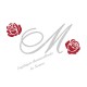Appliqué thermocollant personnalisé monogramme et roses rouge en flex pailleté