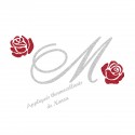 Appliqué thermocollant personnalisé monogramme et roses rouge en flex pailleté