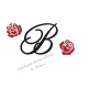 Appliqué thermocollant personnalisé monogramme et roses rouge en flex pailleté