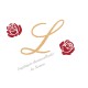 Appliqué thermocollant personnalisé monogramme et roses rouge en flex pailleté