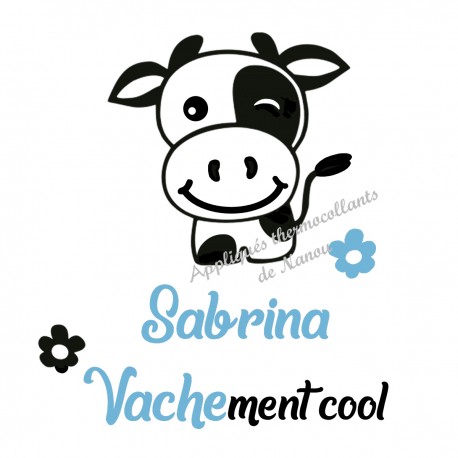 Appliqué thermocollant velours personnalisé vache cool