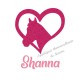 Appliqué thermocollant coeur cheval fushia personnalisé flex pailleté