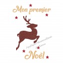 Appliqué thermocollant personnalisé renne marron premier Noël
