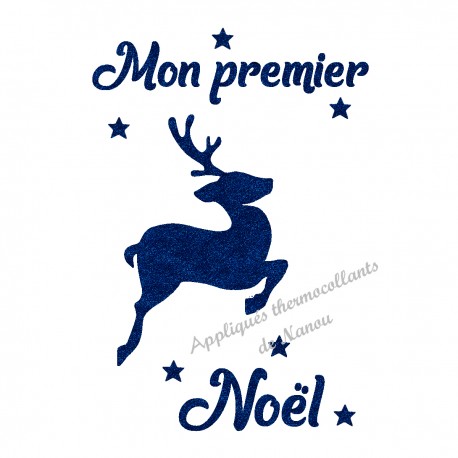 Appliqué thermocollant personnalisé renne couleur premier Noël