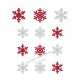 Flocons neige Noël argent rouge appliqué thermocollant flex pailleté