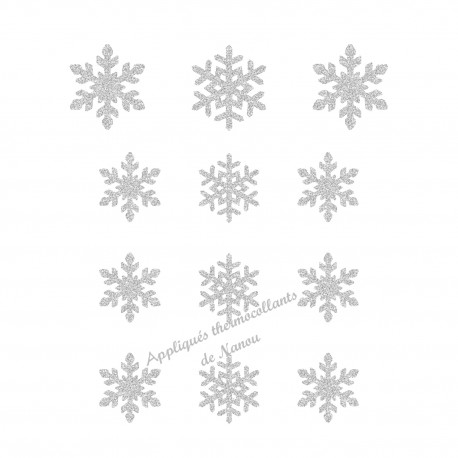 Flocons neige Noël 1 couleur appliqué thermocollant flex pailleté