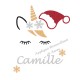 Appliqué thermocollant personnalisé Noël licorne en flex pailleté