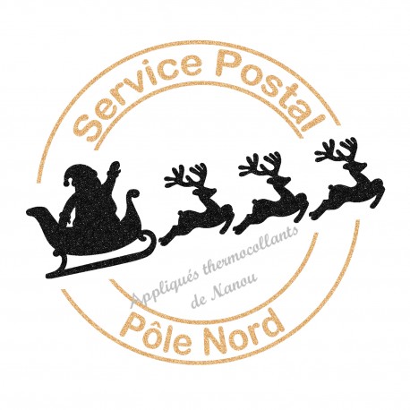 Noël tampon poste Pôle Nord appliqué thermocollant flex pailleté