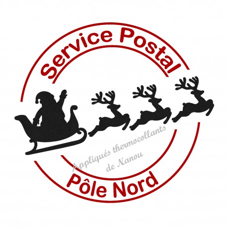 Tampon velours poste père Noël Pôle Nord en appliqué thermocollant