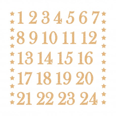 Calendrier de l'avent appliqué thermocollant en flex pailleté