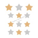 Lot d'étoiles doré et argent appliqué thermocollant flex pailleté