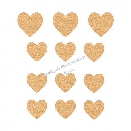 Lot de coeurs appliqué thermocollant une couleur flex pailleté