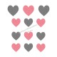 Lot de coeurs duo gris appliqué thermocollant flex pailleté