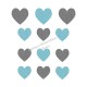 Lot de coeurs duo gris appliqué thermocollant flex pailleté