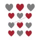 Lot de coeurs duo gris appliqué thermocollant flex pailleté