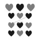 Lot de coeurs duo gris appliqué thermocollant flex pailleté