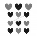 Lot de coeurs duo gris appliqué thermocollant flex pailleté