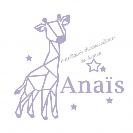 Appliqué thermocollant velours personnalisé girafe origami fille