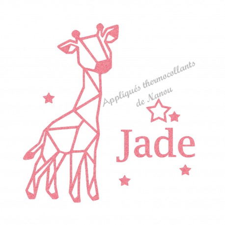 Appliqué thermocollant personnalisé girafe origami en flex pailleté
