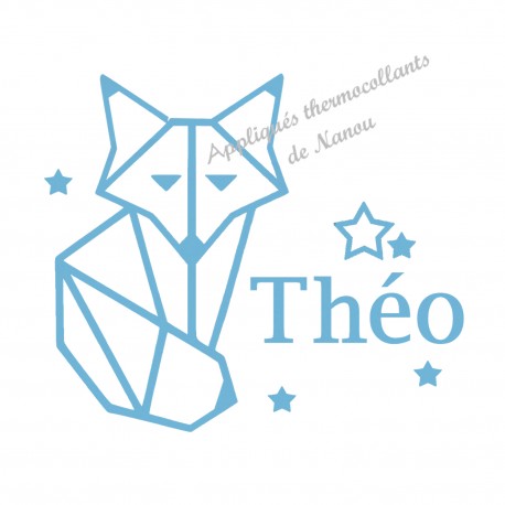 Appliqué thermocollant velours prénom origami renard