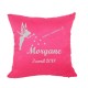 Housse coussin rose naissance personnalisé petite fée prénom