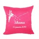 Housse coussin naissance rose personnalisé petite fée prénom
