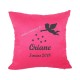 Housse coussin de naissance rose personnalisé ange en flex velours