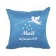 Coussin naissance personnalisé bleu ange velours housse