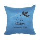 Coussin naissance personnalisé bleu ange velours housse