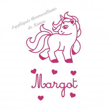 Appliqué thermocollant velours adorable licorne personnalisé