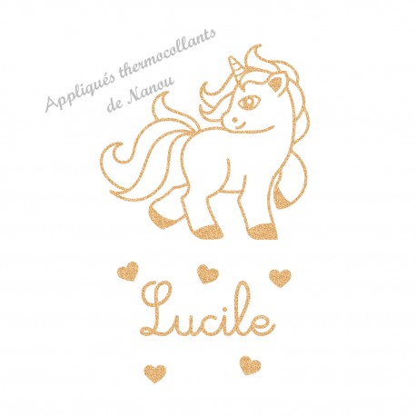 Appliqué thermocollant pailleté adorable licorne personnalisé