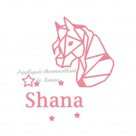 Appliqué thermocollant personnalisé garçon poney origami en flex pailleté