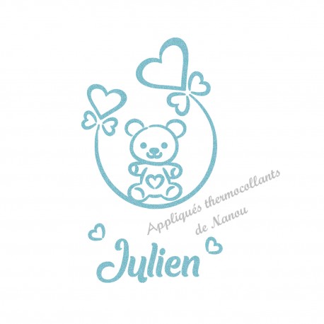 Appliqué thermocollant petit ourson personnalisé en flex pailleté