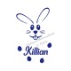 Appliqué thermocollant lapin rigolo pailleté personnalisé