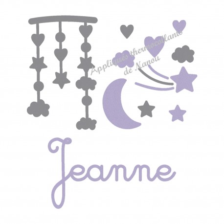 Appliqué thermocollant décorations lit bébé prénom fille velours personnalisé