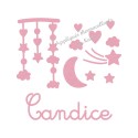 Appliqué thermocollant velours prénom et décorations lit bébé fille personnalisé